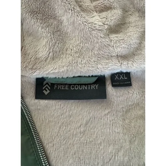 Free Country Women's Windbreaker Jacket 2XL Green Faux Fur Lined Hooded - Picture 8 of 13